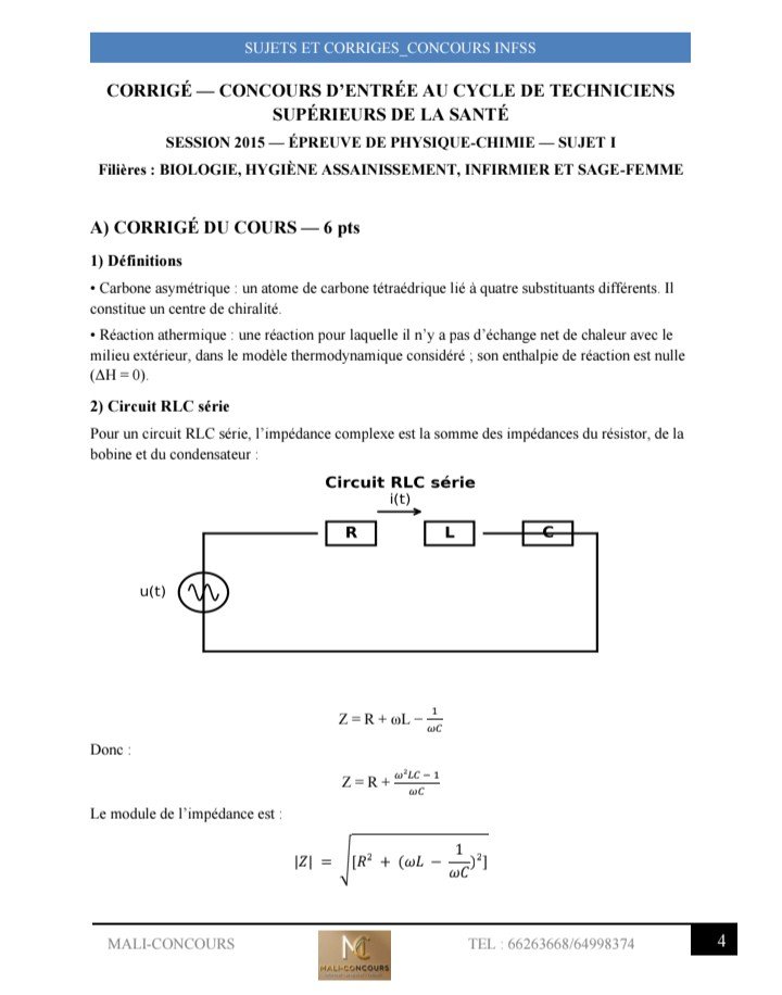 INFSS Physique-Chimie